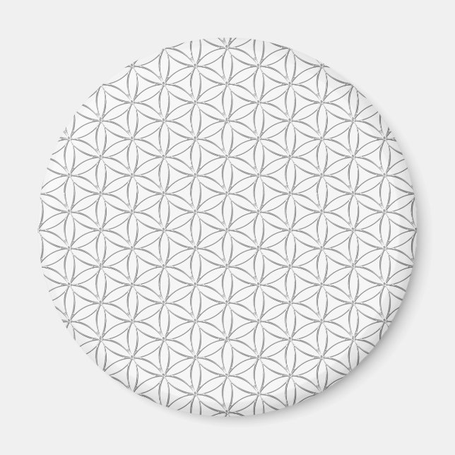 Flower of Life / Blume des Lebens - silver pattern Magnet (Front)