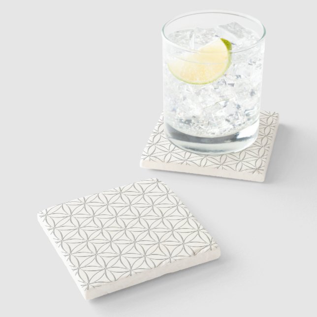 Flower of Life / Blume des Lebens - silver pattern Stone Coaster (Side)