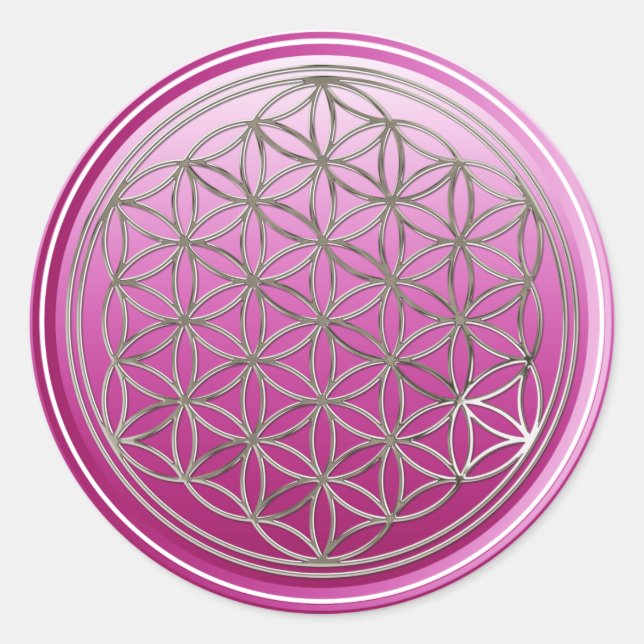 Flower Of Life / Blume des Lebens - SILVER plum Classic Round Sticker (Front)