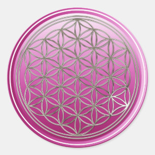 Flower Of Life / Blume des Lebens - SILVER plum Classic Round Sticker