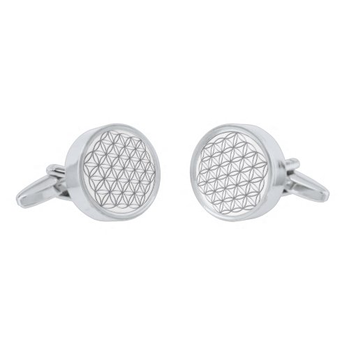 Flower of Life Blume des Lebens Silver Silver Cufflinks