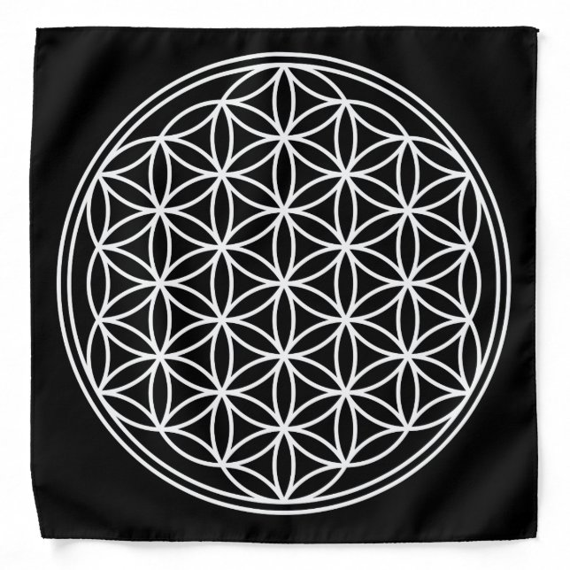 Flower Of Life / Blume des Lebens - solid white Bandana (Front)