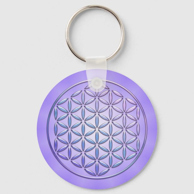 Flower of Life / Blume des Lebens - stamp violet Keychain (Front)