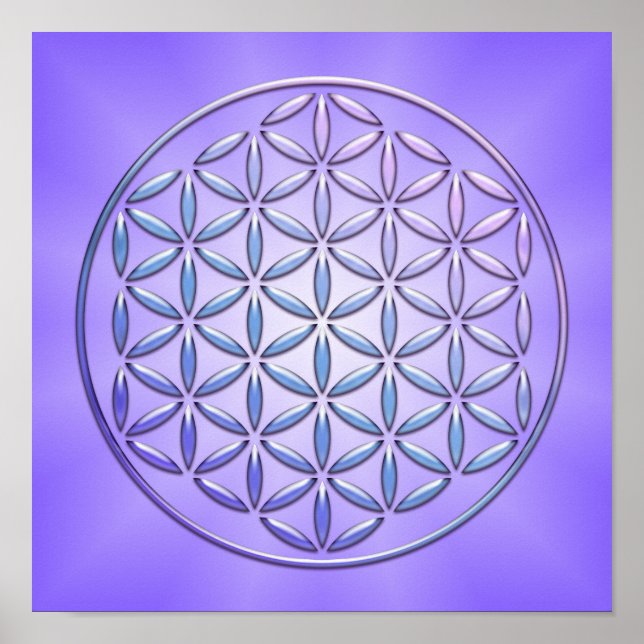 Flower of Life / Blume des Lebens - stamp violet Poster (Front)
