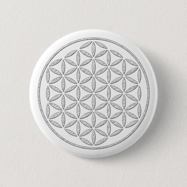 Flower Of Life / Blume des Lebens - stamp white Button (Front)
