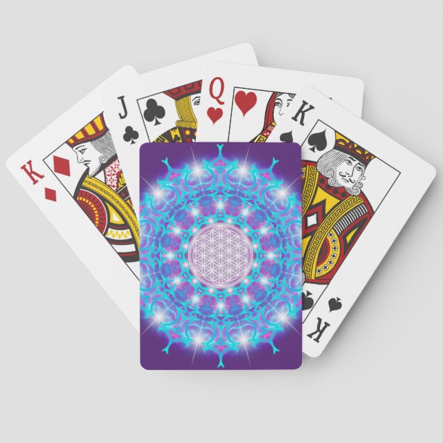 FLOWER OF LIFE/Blume des Lebens Stars Mandala Poker Cards (Back)