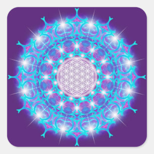 FLOWER OF LIFE/Blume des Lebens Stars Mandala Square Sticker