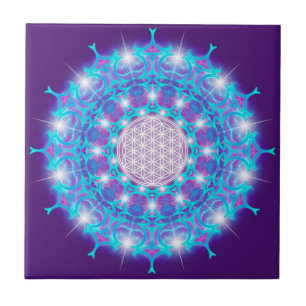 FLOWER OF LIFE/Blume des Lebens Stars Mandala Tile