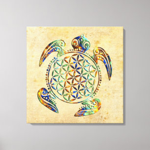 Flower of Life / Blume des Lebens - turtle colored Canvas Print