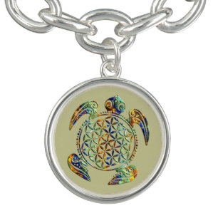 Flower of Life / Blume des Lebens - turtle colored Charm Bracelet