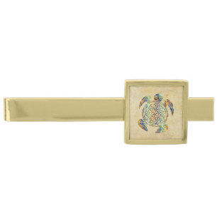 Flower of Life / Blume des Lebens - turtle colored Gold Finish Tie Bar