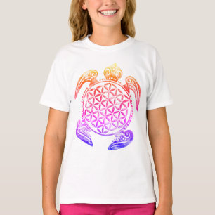 Flower of Life / Blume des Lebens - turtle colored T-Shirt