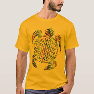 Flower of Life / Blume des Lebens - turtle colored T-Shirt