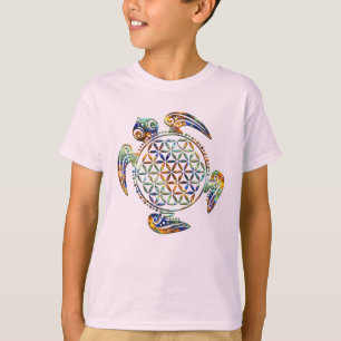 Flower of Life / Blume des Lebens - turtle colored T-Shirt