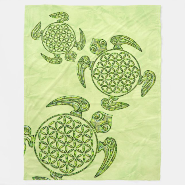 Flower Of Life / Blume des Lebens - turtle green Fleece Blanket (Front)