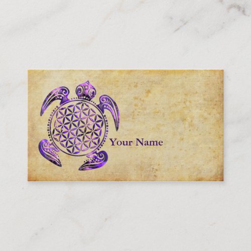 Flower of Life  Blume des Lebens _ turtle purple Business Card