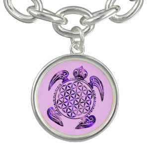 Flower of Life / Blume des Lebens - turtle purple Charm Bracelet