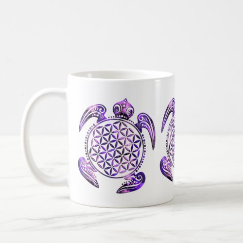 Flower of Life  Blume des Lebens _ turtle purple Coffee Mug