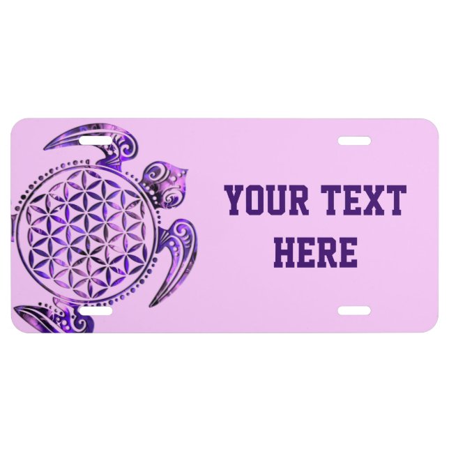 Flower of Life / Blume des Lebens - turtle purple License Plate (Front)