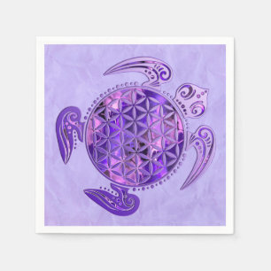 Flower Of Life / Blume des Lebens - turtle purple Paper Napkins