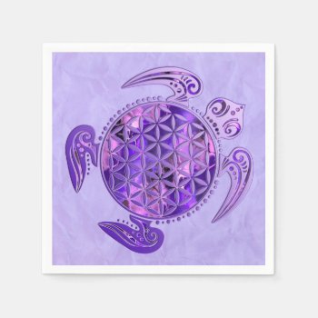 Flower Of Life / Blume Des Lebens - Turtle Purple Paper Napkins by SpiritEnergyToGo at Zazzle