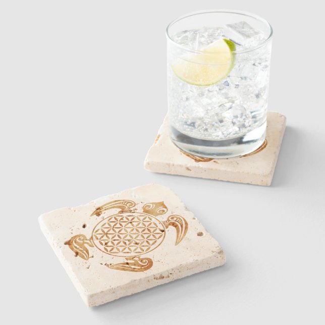 Flower of Life / Blume des Lebens - turtle stone Coaster (Side)