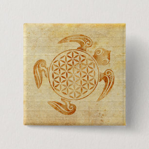 Flower of Life / Blume des Lebens - turtle stone Pinback Button