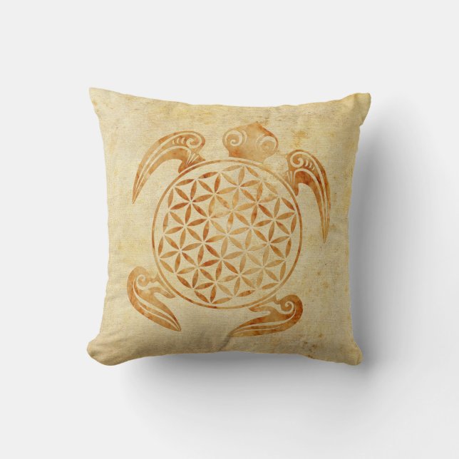 Flower of Life / Blume des Lebens - turtle stone Throw Pillow (Front)