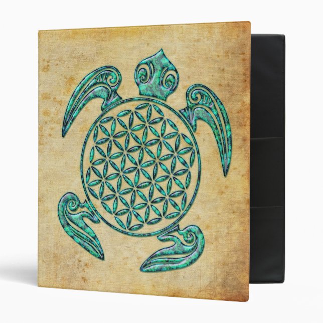 Flower of Life / Blume des Lebens turtle turquoise Binder (Front/Inside)