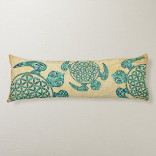 Flower of Life / Blume des Lebens turtle turquoise Body Pillow
