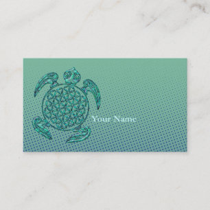 Flower of Life / Blume des Lebens turtle turquoise Business Card