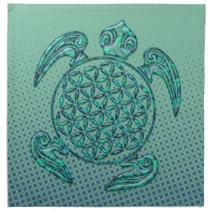 Flower of Life / Blume des Lebens turtle turquoise Cloth Napkin
