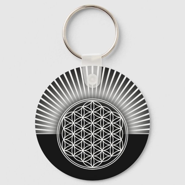 Flower of Life / Blume des Lebens - white flat Keychain (Front)
