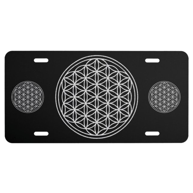 Flower Of Life / Blume des Lebens - white License Plate (Front)