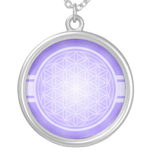 Flower of Life / Blume des Lebens - white transpa. Silver Plated Necklace