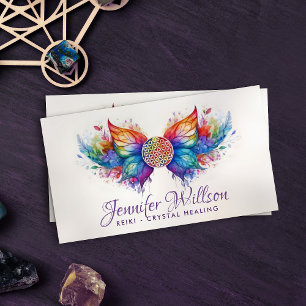 Flower of life Butterfly - Colorful energy flow Business Card