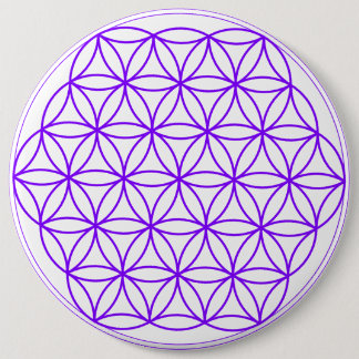 Flower Of Life Button Purple White Symbol