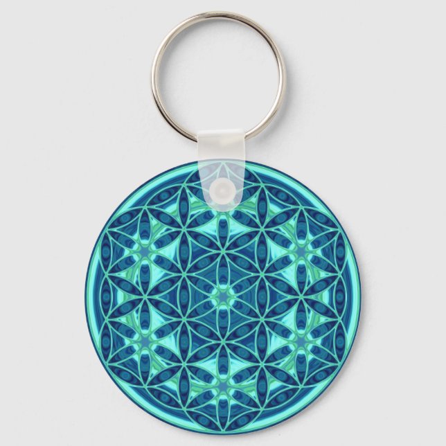 Flower Of Life - Button Style 01 Keychain (Front)