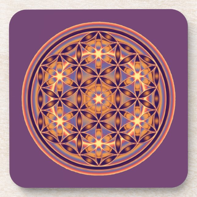 Flower Of Life - Button Style 02 Beverage Coaster (Front)