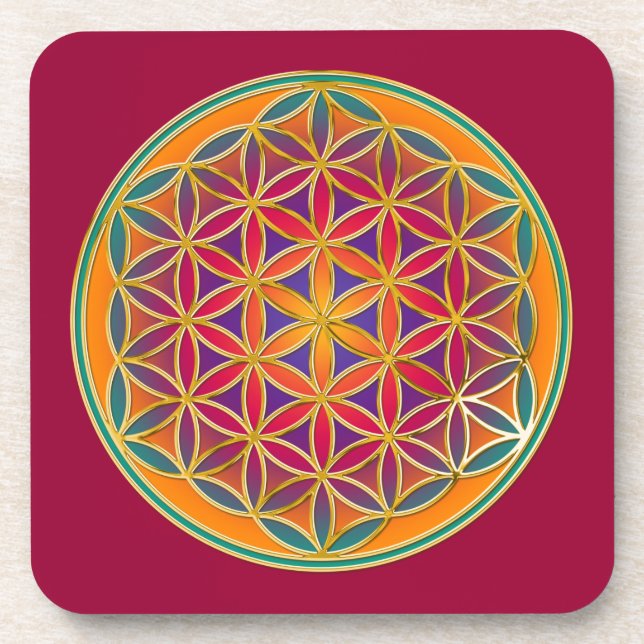 Flower Of Life - Button Style 03 Beverage Coaster (Front)