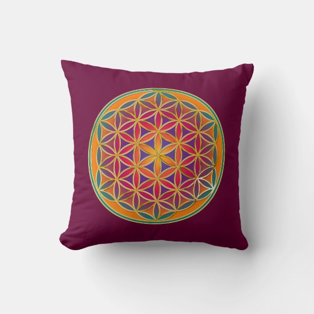 Flower Of Life - Button Style 03 Throw Pillow (Front)