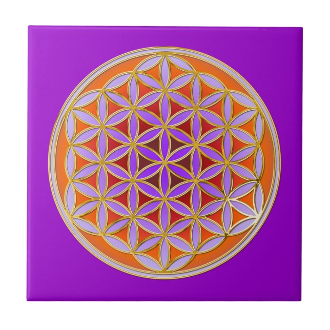 Flower Of Life - Button Style 04 Ceramic Tile (Front)