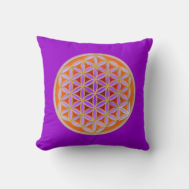 Flower Of Life - Button Style 04 Throw Pillow (Front)