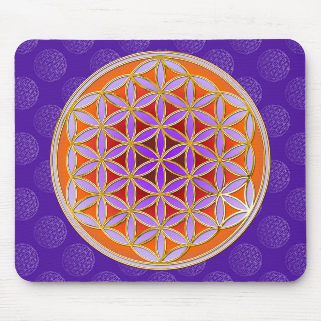 Flower Of Life - Button Style orange violet Mouse Pad (Front)