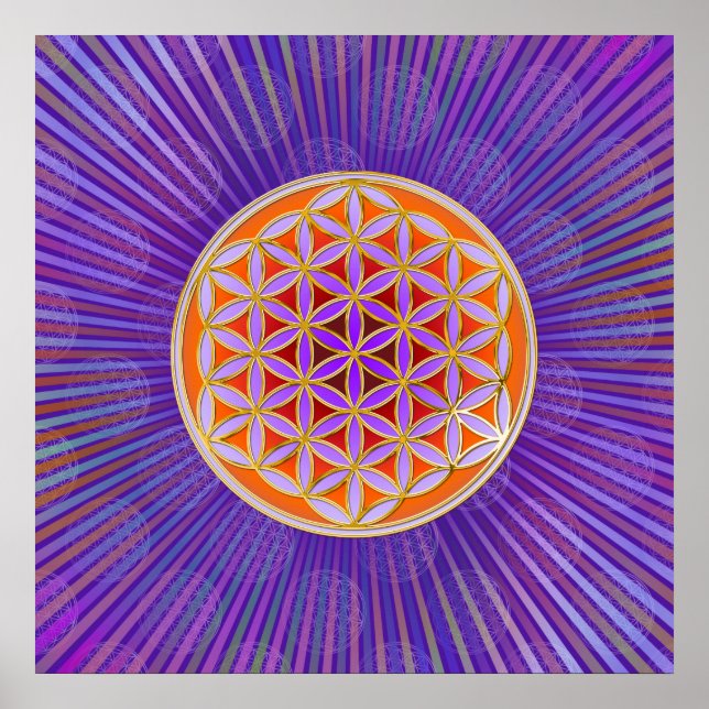 Flower Of Life - Button Style orange violet Poster (Front)