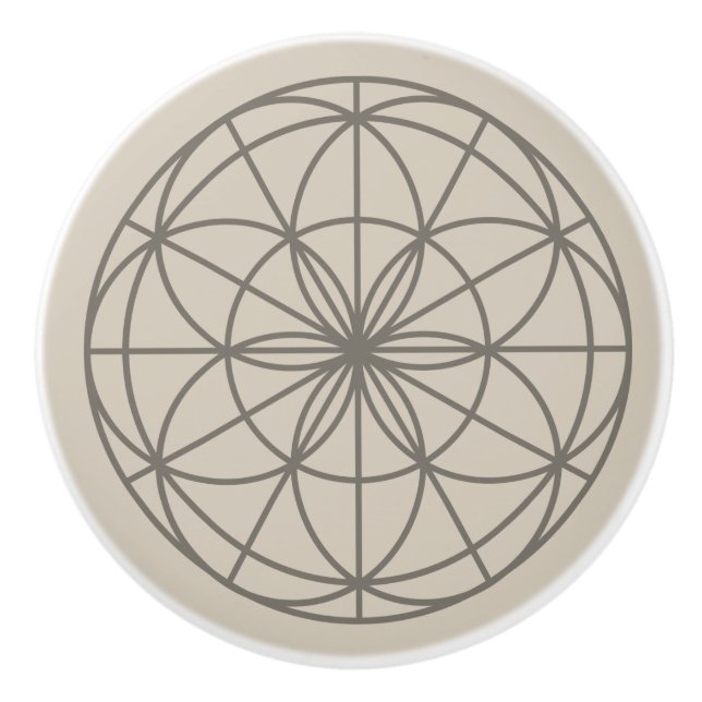 Flower of Life Ceramic Door Knob (Front)