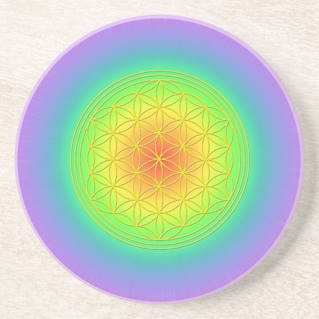 Flower of Life Chakra 1 Sandstone Coaster (Front)