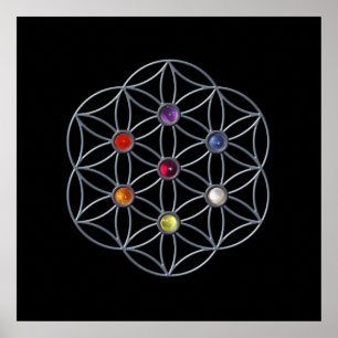 Flower of Life Chakra Gemstone Poster