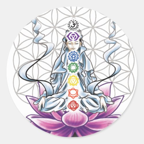 Flower of life chakra goddess sticker