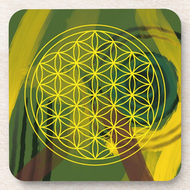 flower of life, chakra, magnetism, zen,  beverage coaster (Front)